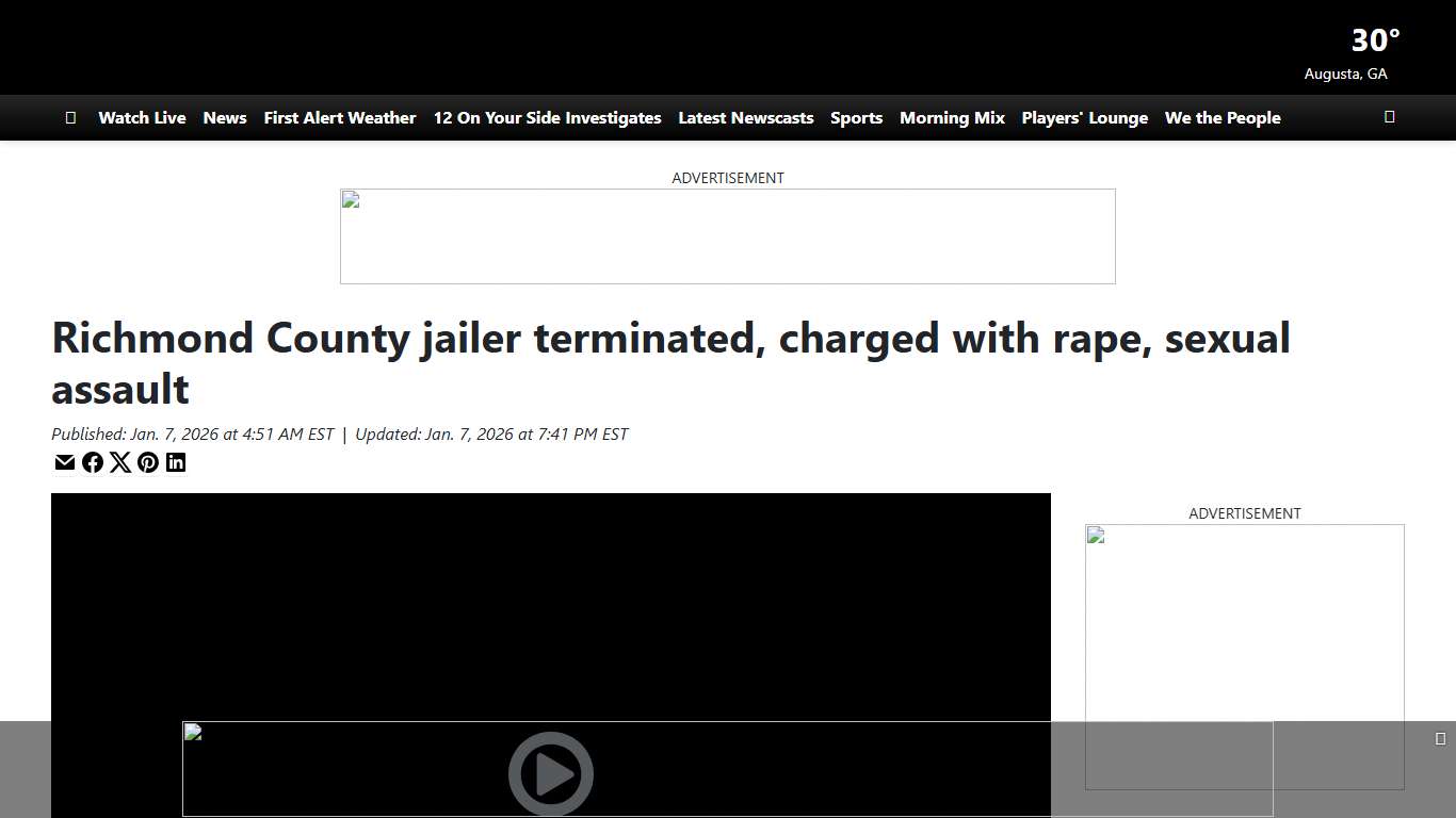 Richmond County jailer terminated, charged with rape, sexual assault